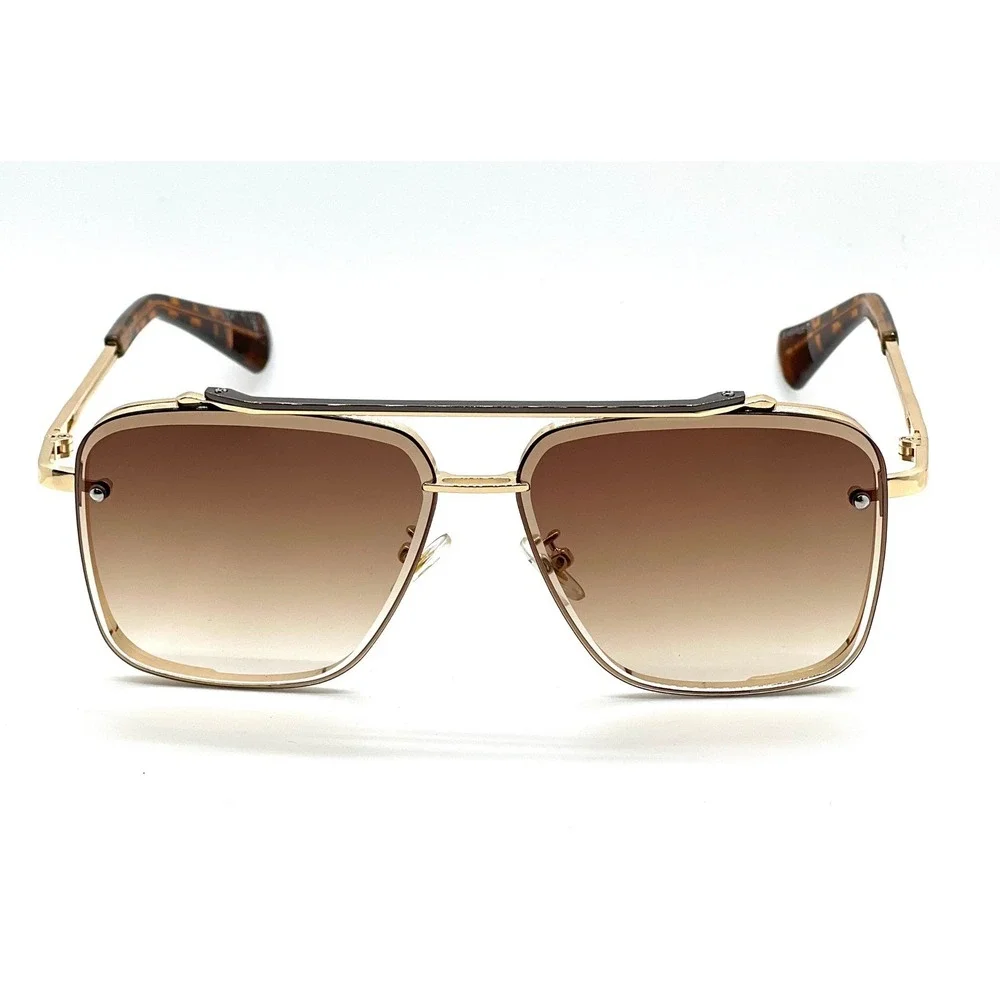 Sunglasses Gold Frame Brown Lens Rectangular  Fashion Sun Glasses Men Lentes New